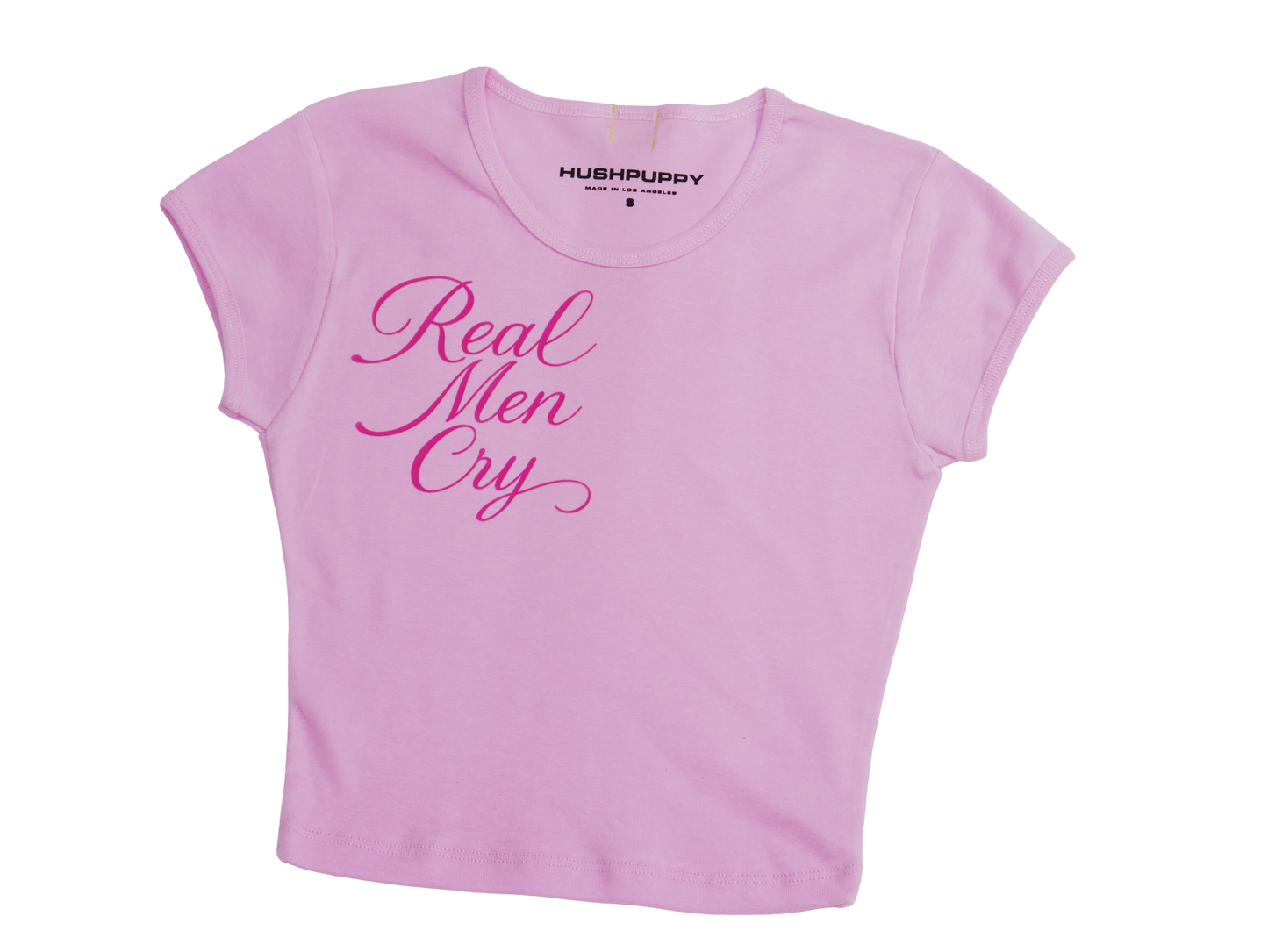 Real Men Cry pink crop top