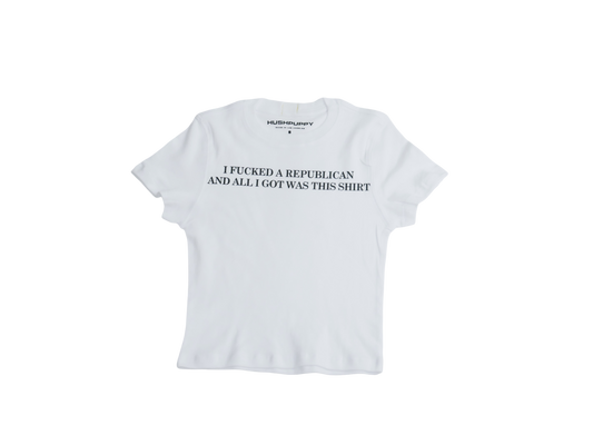 I FKD A REP white crop tee